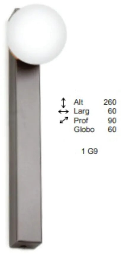 Arandela Point Slim 09X06X26Cm Globo Ø06Cm 1Xg9 - Old Artisan Ar-5565 (ROSE FOSCO, FOSCO (Branco))