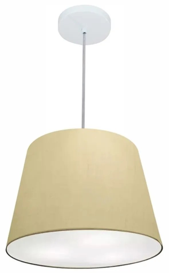 Lustre Pendente Cone Md-4155 Cúpula em Tecido 30/40x30cm Algodão Crú - Bivolt