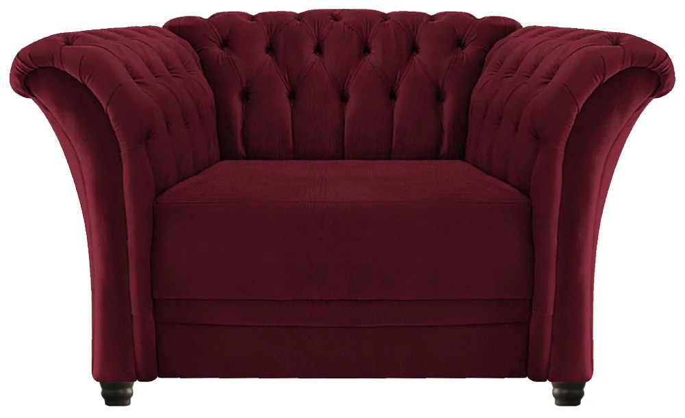 Poltrona Decorativa Chesterfield Sofia Suede Bordô - ADJ Decor