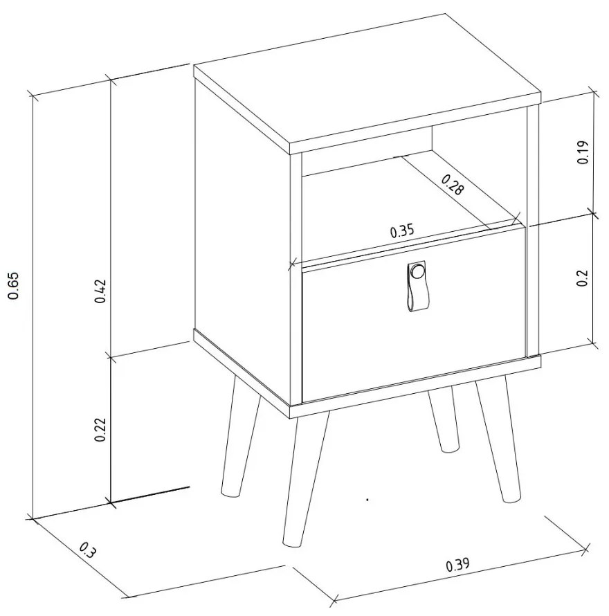 Mesa de Cabeceira com Gaveta Ilhéus Off White G77 - Gran Belo