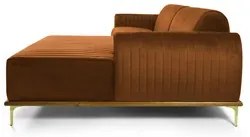 Sofá 350cm 6 Lugares com Chaise Direito Pés Gold Molino C-262 Veludo T