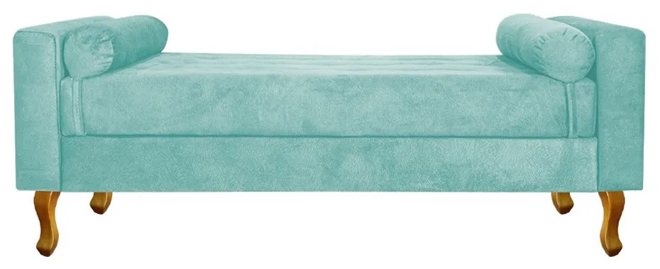 Recamier Baú Félix Solteiro 120cm Suede Azul Tiffany - ADJ Decor