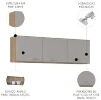 Armário de Cozinha Aéreo 120cm Classic Damasco/Off Z46 - Mpozenato