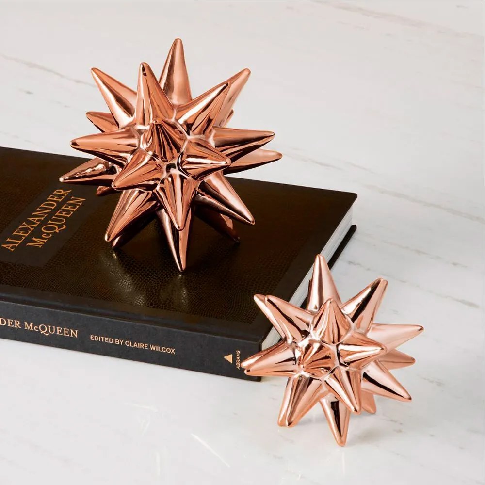 Enfeite Decorativo "Ouriço" em Cerâmica Rosê Gold 15x16 cm - D'Rossi