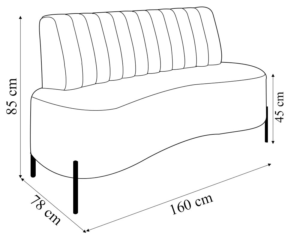 Sofá Living Decorativo 2 Lugares 1,60M Katara Pés de Ferro PU Marrom G33 - Gran Belo