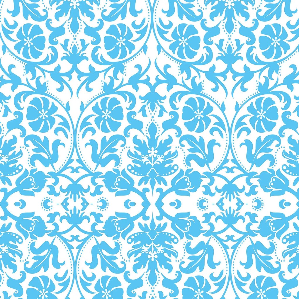 Papel de parede adesivo arabesco azul e branco