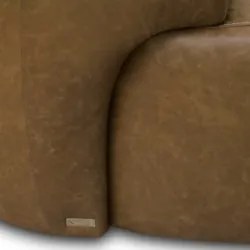 Poltrona Decorativa Giratória Orgânica Donk L08 Couro Camel - Mpozena
