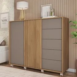 Cômoda Sapateira Com Rodízios Pegasus Buriti/Fendi - Caemmun