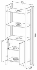 Estante Livreiro Multiuso 2 Portas AZ1009 Branco/Nogal - Tecno Mobili