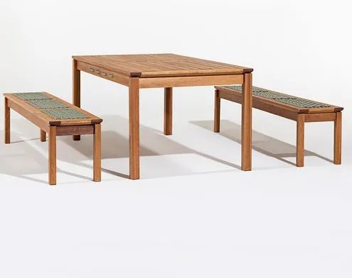 Conj Trama Mesa + 02 Bancos Corda Oliva Jatobá 180cm - 78587 Sun House