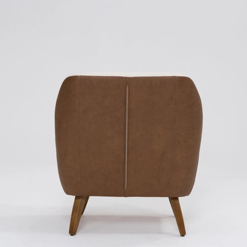 Poltrona Decorativa Pauline D07 Corano Terracota e Linho Pérola - D'Rossi