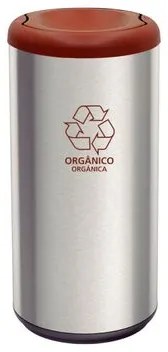 Lixeira Inox Tramontina Piemonte 40 Litros Acetinado Tampa Basculante Marrom