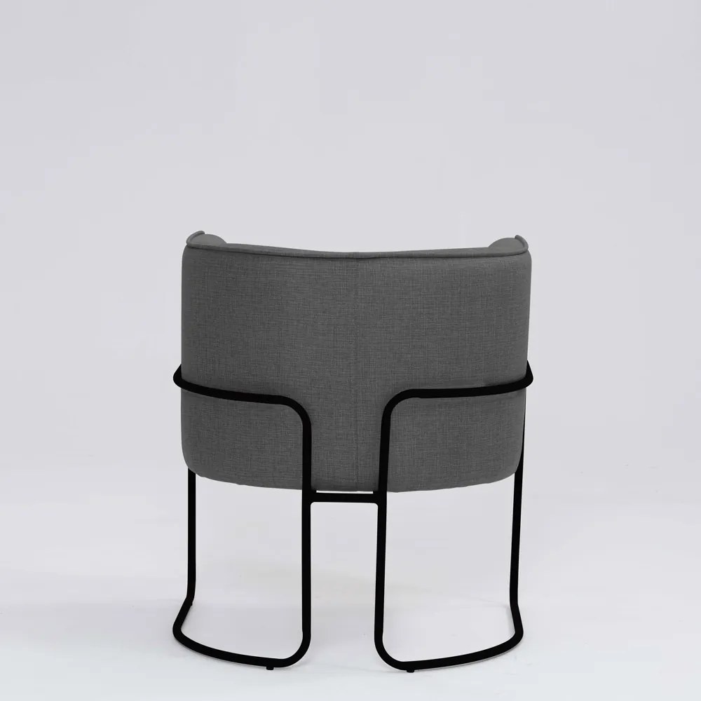 Poltrona Decorativa Belinda D07 Base Aço Linho Mescla Chumbo - D'Rossi