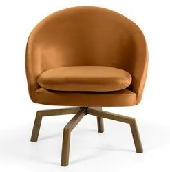 Kit 2 Poltronas Decorativas Giratórias Base Ka Madeira Rafa Veludo C-2