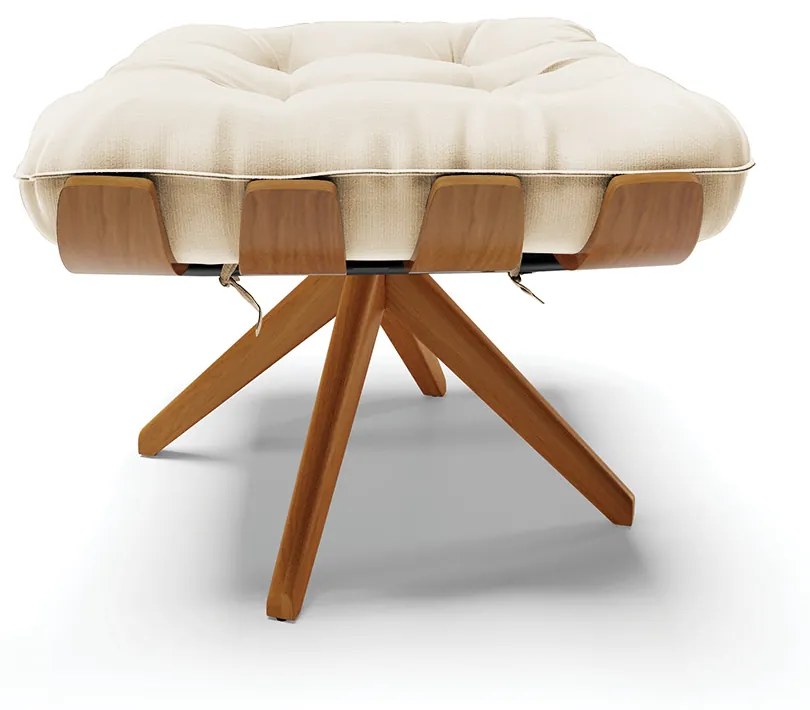 Puff Giratório Costela Suede Base de Madeira MA30 M11 - D'Rossi - Bege