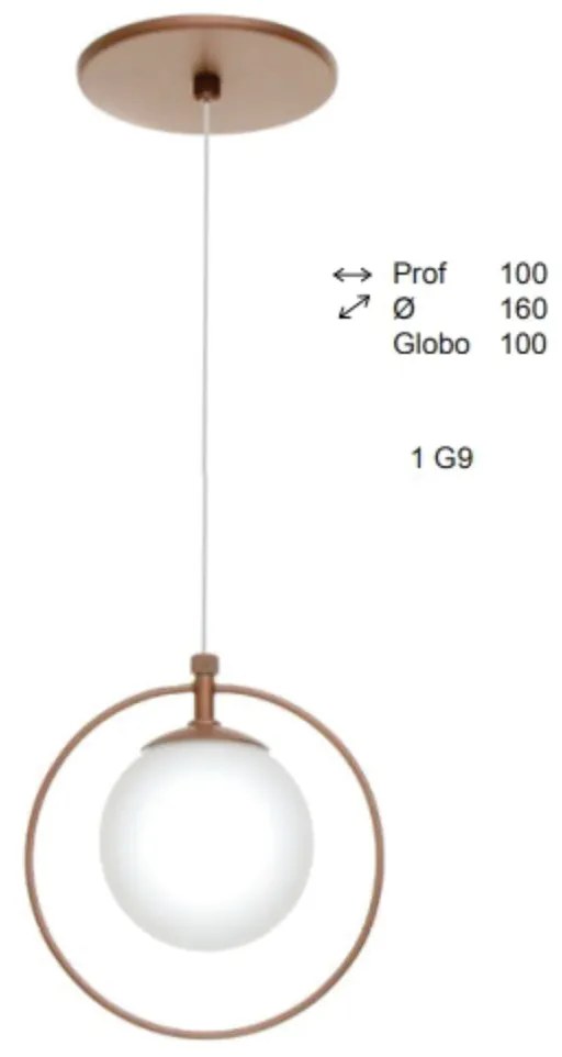 Pendente Ring Esfera Ø16X10Cm Globo Ø10Cm 01Xg9 - Old Artisan Pd-5599 (PRETO, FOSCO (Branco))