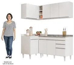 Armário de Cozinha Modulado de Canto Direito 4 Peças CP39 com Pia Inox