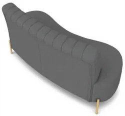 Sofá 2 Lugares 135cm Pés Aço Dourado Tamar Boucle Grafite Z08 - Mpozen