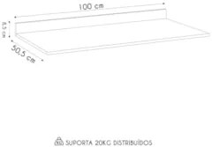 Tampo Para Balcão de Cozinha 100cm MDP Z34 Branco           - Mpozenat