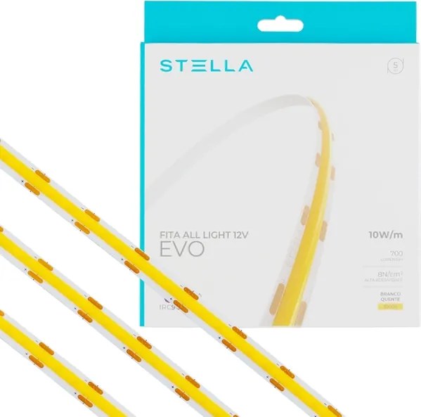 Fita De Led 10W Por Metro 12V 3000K 5M Ip65 All Light Evo