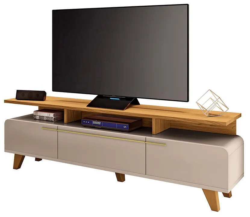 Rack para Sala Bancada de TV 70 Pol 200cm Zuri 2.0 H01 - D'Rossi - Off White e Cinamomo
