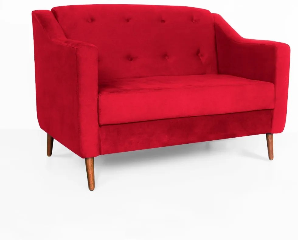 Namoradeira Bruna 1,20 m 2 Lugares Pés Palito Suede Vermelho