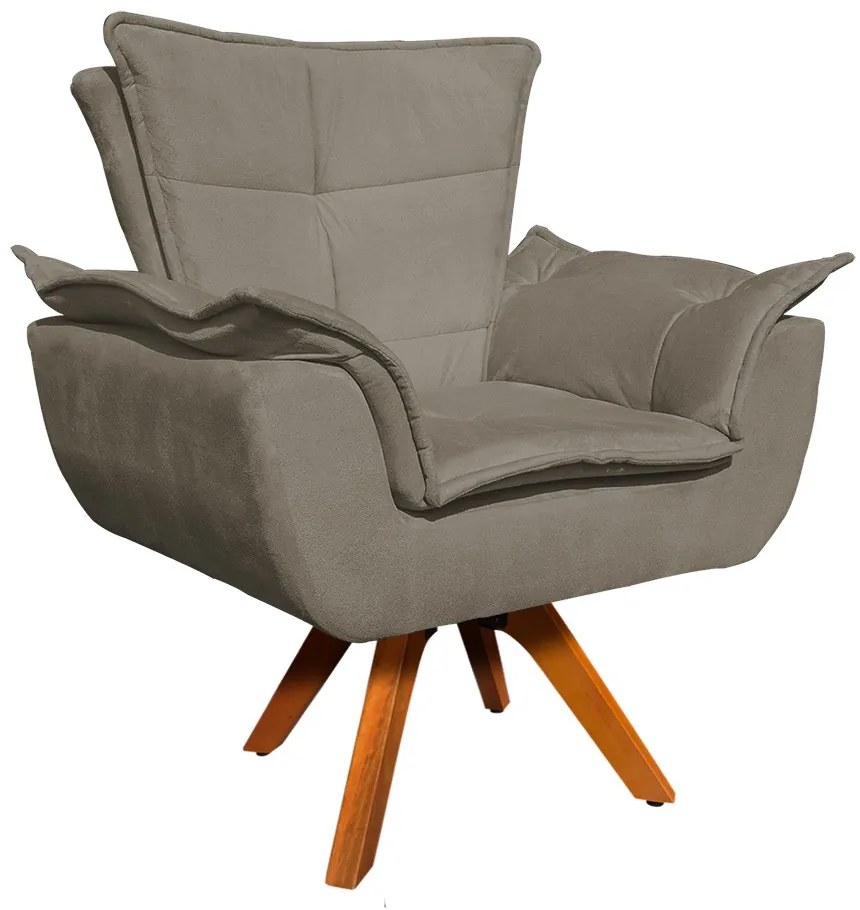 Poltrona Sala de Estar Giratória MM30 Kit 2 Opalla Suede D03 - D'Rossi - Marrom Rato