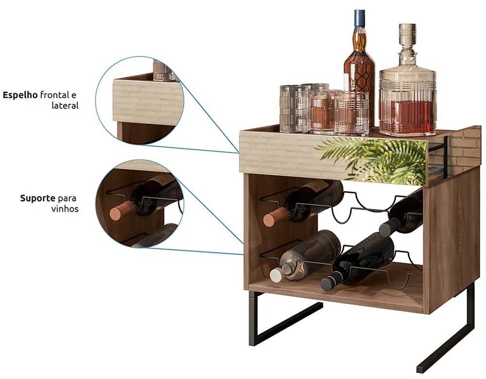 Kit Adega e Aparador Industrial com Espelho Boreal Demolição D08 - D'Rossi