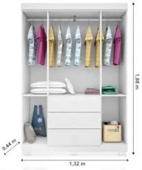 Guarda Roupa Infantil 4 Portas 3 Gavetas Amora Z39 Branco - Mpozenato