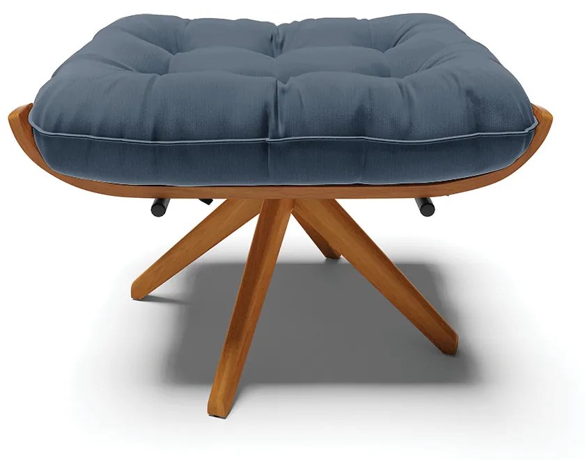 Puff Giratório Costela Suede Azul Marinho Base de Madeira MA30 M11 - D'Rossi