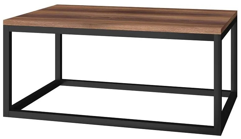 Mesa De Centro Industrial Retangular Moderna Aço Preto
