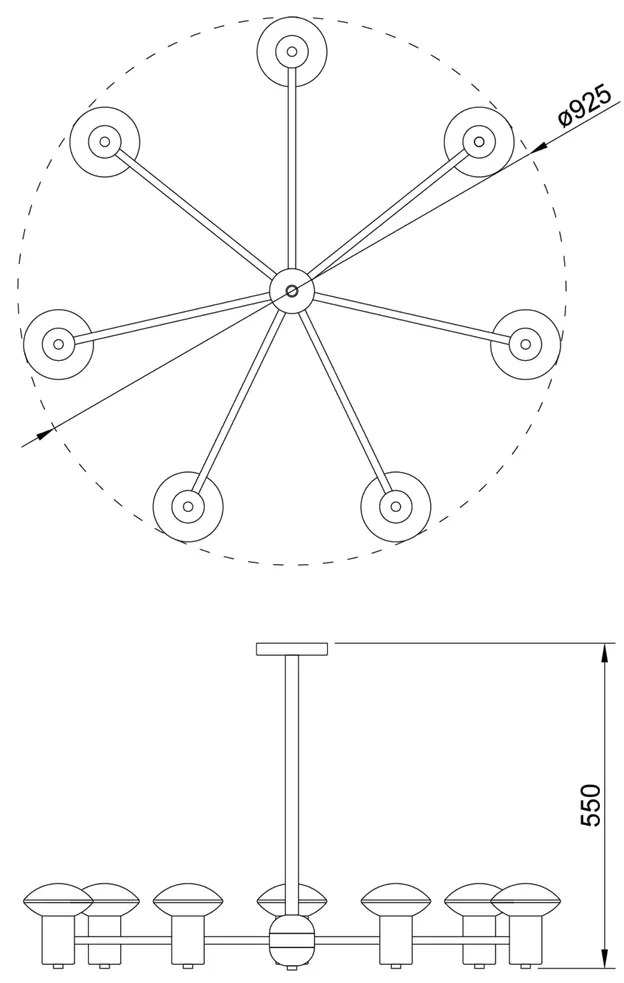 Pendente Sakai Ø92,5X55Cm 5Xg9 Vidro Disco Asteroide / Haste Fixa | Us... (AZO-F / CB-V - Azul Oceano Fosco / Cobre Escovado, FOSCO)
