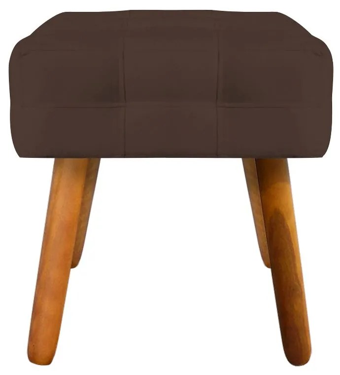 Puff Banqueta Decorativo Pé Palito de Madeira Kit 2 Elisa Suede Marrom D03 - D'Rossi