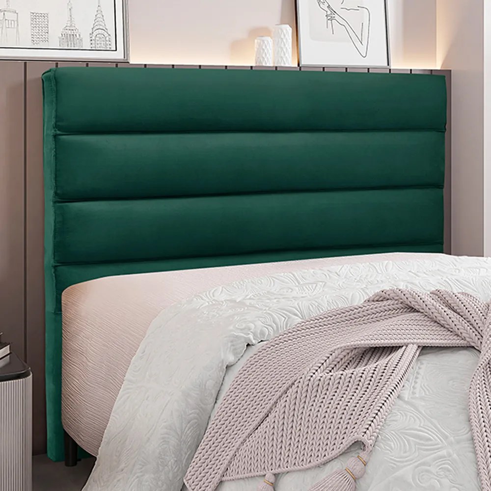 Cabeceira Decorativa 1,40M Guess Veludo Verde Floresta G63 - Gran Belo