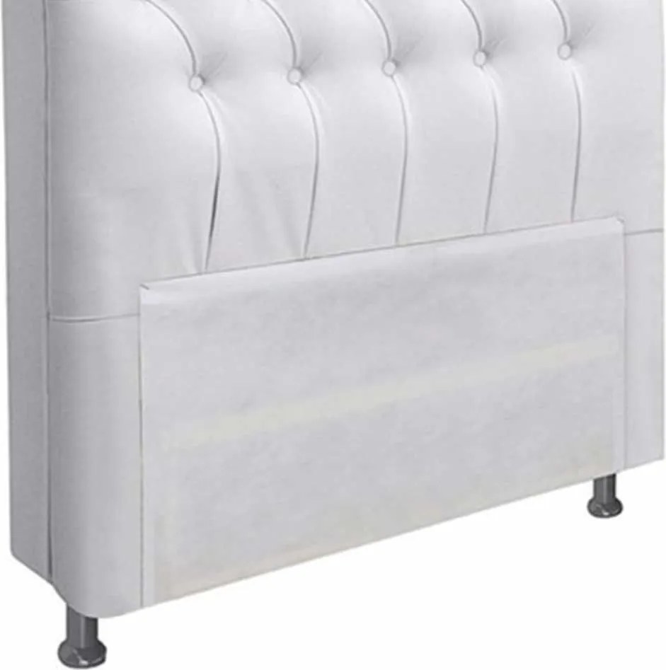 Cabeceira Paris Cama Box Solteiro 90cm Corino Branco M11 - D'Rossi