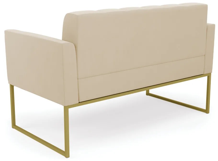 Sofá Namoradeira Elisa Suede Base Metálica Industrial Dourado - D'Rossi - Bege