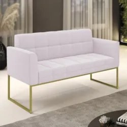 Sofá Namoradeira Base Industrial Dourado Ana Bouclé Rosê - Ibiza