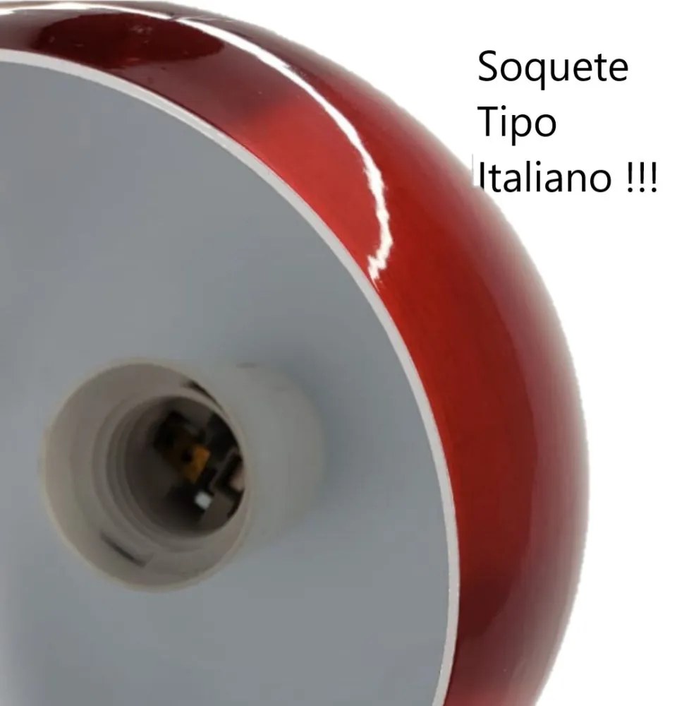 Lustre Pendente Cilíndrico em Alumínio Vermelho Branco - Bivolt