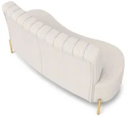 Sofá 2 Lugares 160cm Pés Aço Dourado Tamar Boucle Bege Z08 - Mpozenat