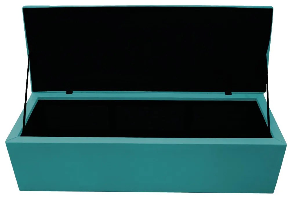 Recamier Baú Estofada Mel 140 cm Casal Com Capitonê  Suede Azul Turquesa - ADJ Decor