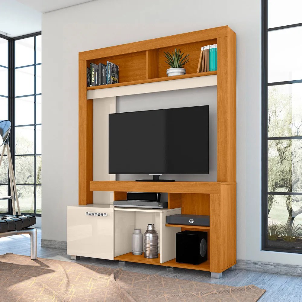 Estante de TV 50 Pol 136cm Sala de Estar Mervan Cinamomo/Off White M20 - D'Rossi