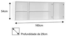 Armário Aéreo Panamá 04 Portas 160cm Branco - Lumil Móveis