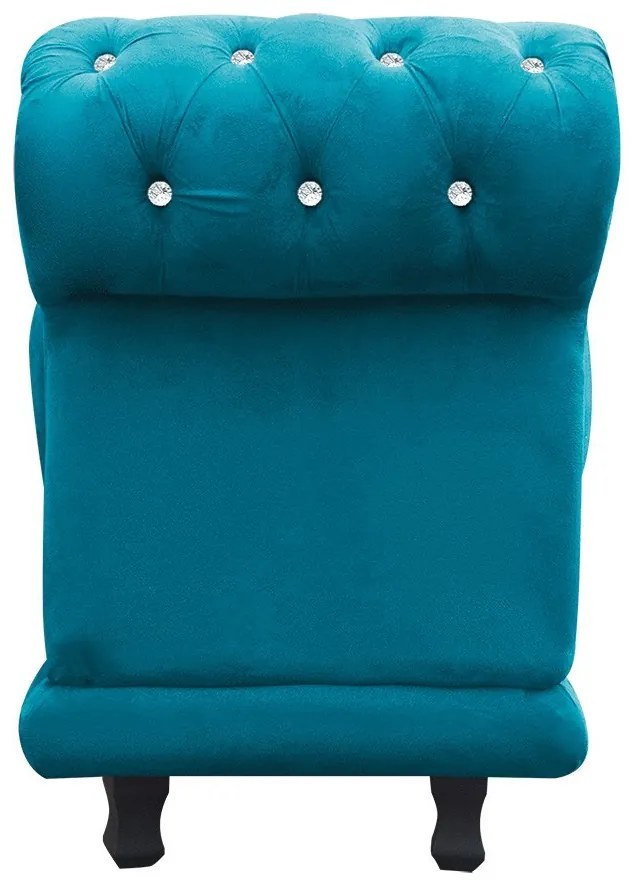 Recamier Barcelona Namoradeira Calçadeira Suede Azul Turquesa com Strass M11 - D'Rosi