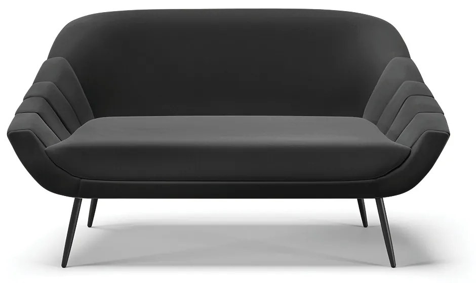 Namoradeira 02 Lugares Giovana Suede Pés Palito de Ferro - D'Rossi - Preto