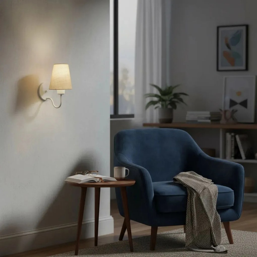 Arandela de Parede Vivare AR-2035BRLP Cúpula em Tecido Palha