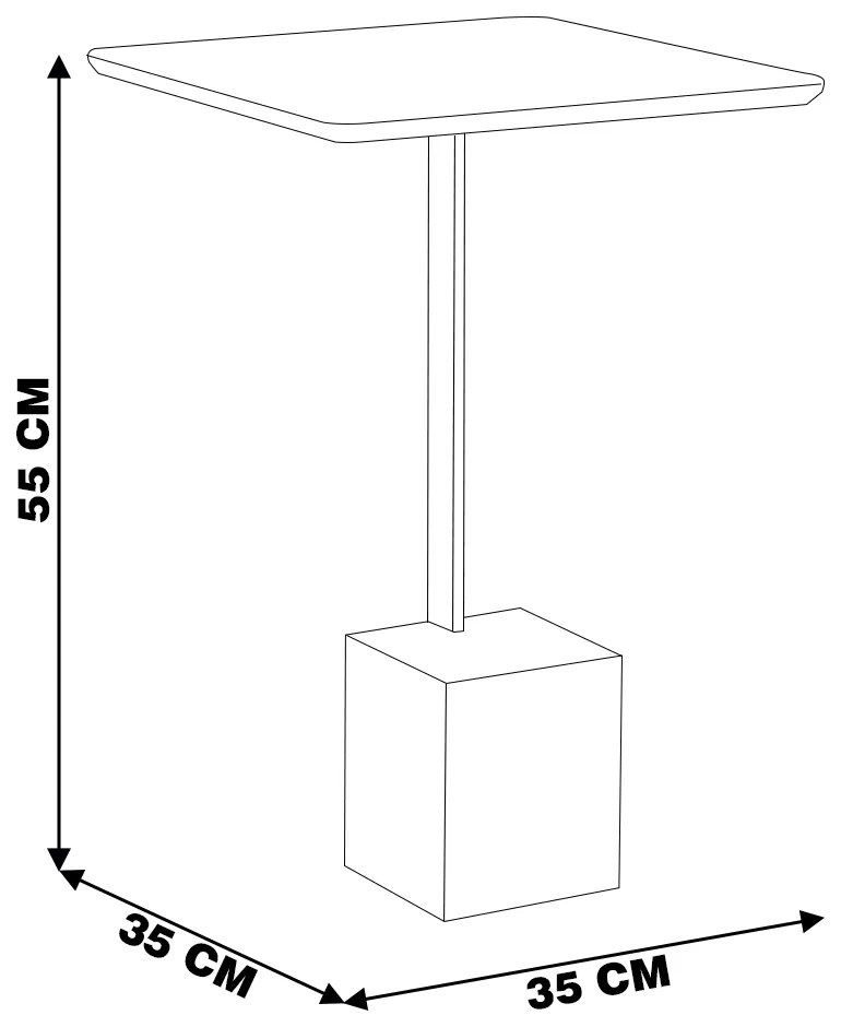 Mesa Lateral Decorativa Para Sala de Estar Goagil 35x35 Tampo e Base Preto Metal Dourado G55 - Gran Belo