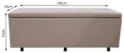 Calçadeira Baú Casal King 195cm Estofada Liz S05 Sintético Bege - Mpoz