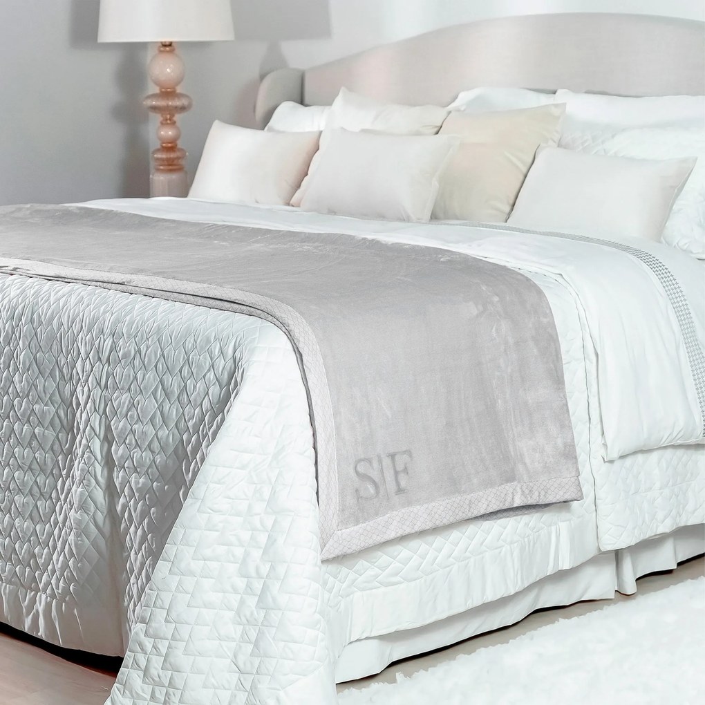 Cobertor King Trussardi 100% Microfibra Aveludado Piemontesi - King - Cinza  King - Platino
