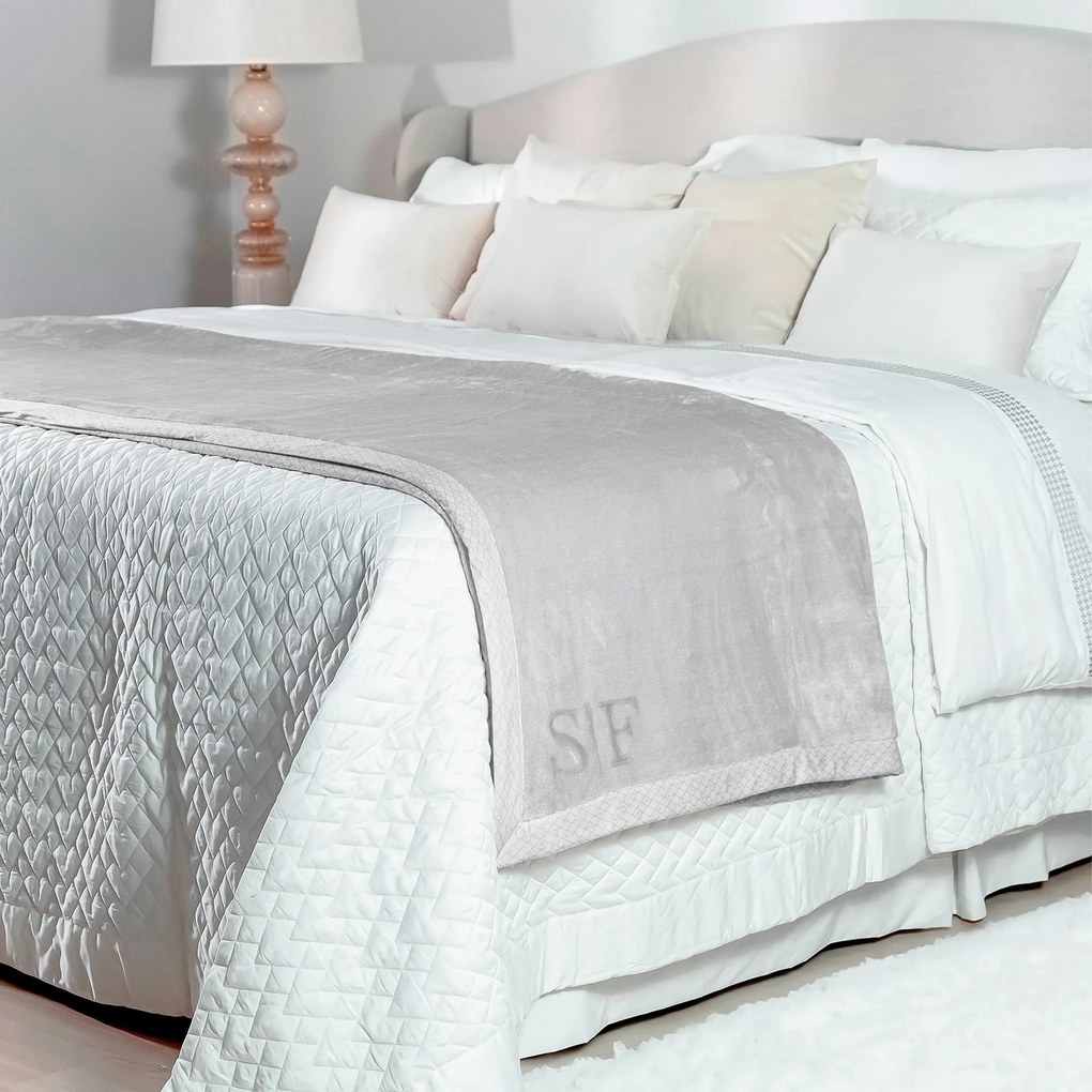 Cobertor King Trussardi 100% Microfibra Aveludado Piemontesi - Queen - Cinza Queen - Platino