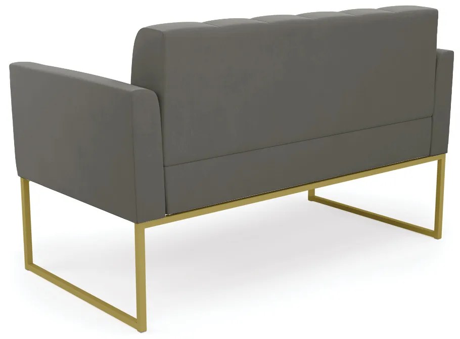 Sofá Namoradeira Elisa Suede Base Metálica Industrial Dourado - D'Rossi - Grafite